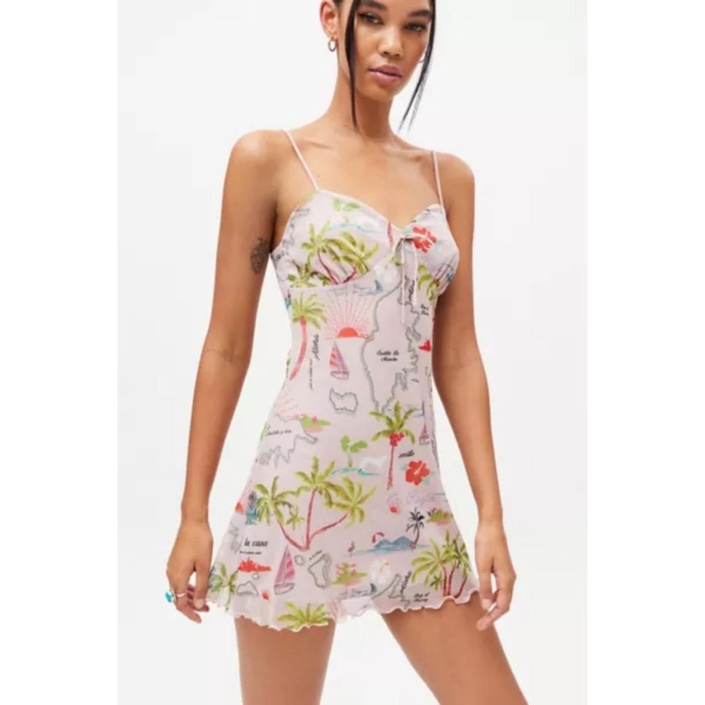 Urban Outfitters Elodie Printed Mesh Mini Dress